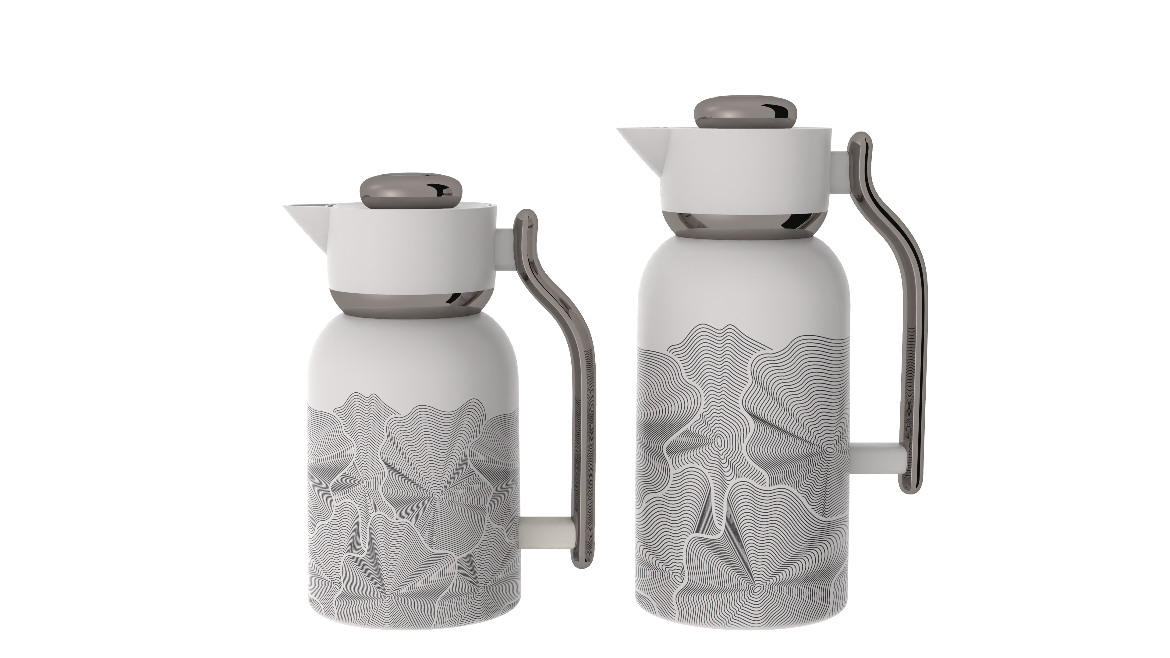 Regal by Ripple 2-Piece Double-Wall Vacuum Flask Set (1.0 L + 1.3 L) – Full Stainless Steel Body & Liner – Modern Geometric Design – Gray Edition –