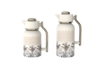 Regal by Ripple 2-Piece Double-Wall Vacuum Flask Set (1.0 L + 1.3 L) – Full Stainless Steel Body & Liner – Beige Palm Edition – Elegant Tropical Pattern – TSC10Q Series
