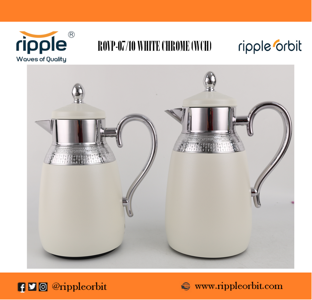 Ripple 0.7L + 1L Vacuum Insulated Flask Set – Double Wall Stainless Steel Body with Glass Liner, Arabic Coffee & Tea Serving Jugs, 6 Color Options