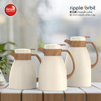 Regal by Ripple Nordic Style Vacuum Flask – Stainless Steel Body with Glass Liner – Wooden Texture Handle & Lid – Double Wall Insulated – Available in 1.3L / 1.6L / 1.9L